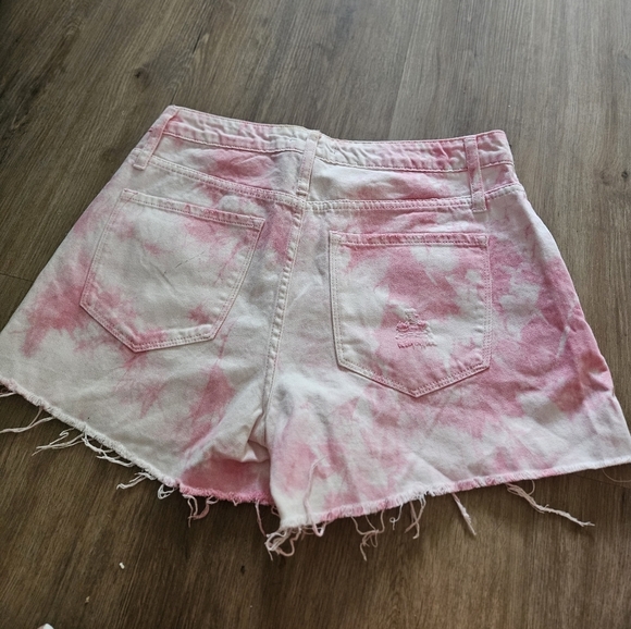 Fashion Nova Pink and White Tie-Dye Jean Shorts - Picture 2 of 5